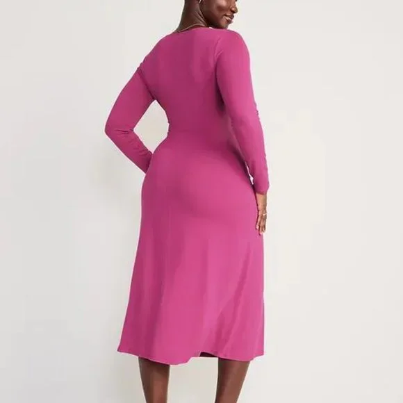 Old Navy Fit & Flare Twist-Front Cutout Midi Dress for Women New - Picture 5 of 8
